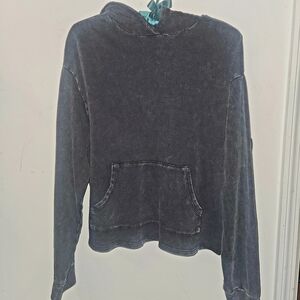 Women's Black Stone Washed Hoodie Sweater 90's Style